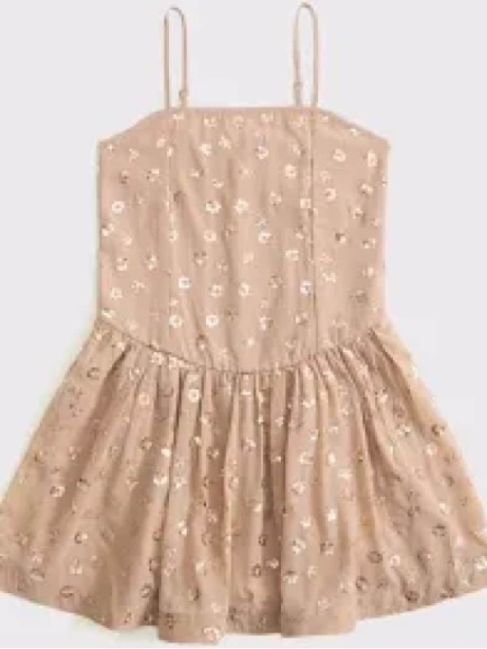 Abercrombie & Fitch Champagne Floral Sequin Spaghetti-Strap Dress